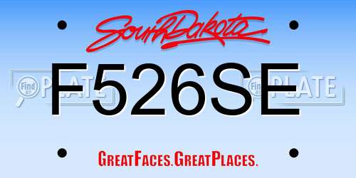 F526SE South Dakota License Plate