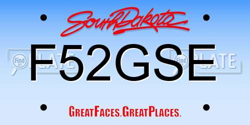 F52GSE South Dakota License Plate