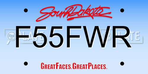 F55FWR South Dakota License Plate