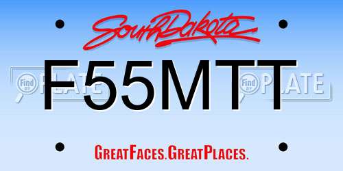F55MTT South Dakota License Plate