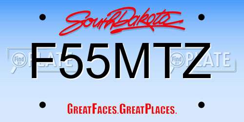 F55MTZ South Dakota License Plate
