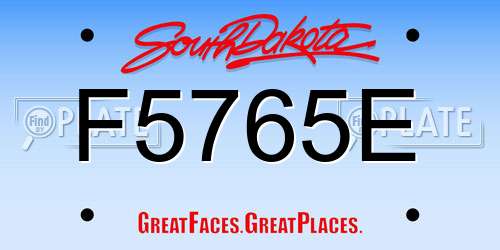 F5765E South Dakota License Plate