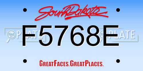 F5768E South Dakota License Plate