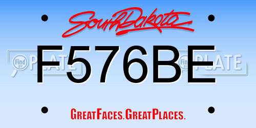 F576BE South Dakota License Plate