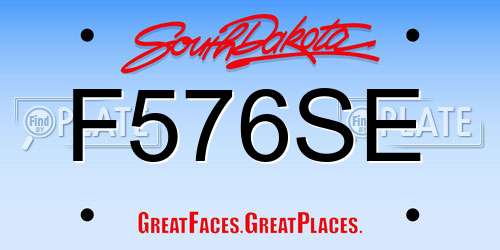 F576SE South Dakota License Plate