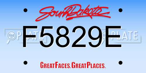 F5829E South Dakota License Plate