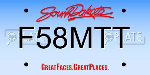 F58MTT South Dakota License Plate