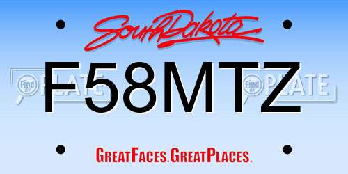 F58MTZ South Dakota License Plate