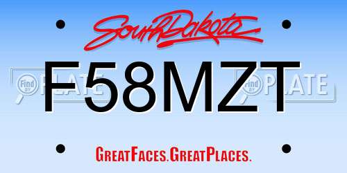 F58MZT South Dakota License Plate