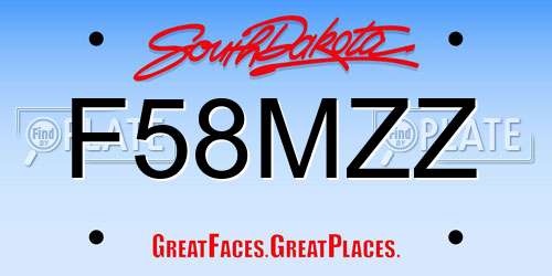 F58MZZ South Dakota License Plate