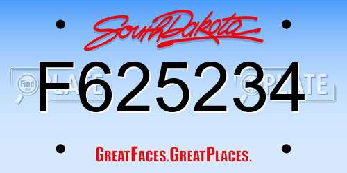 F625234 South Dakota License Plate