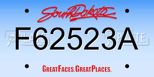 F62523A South Dakota License Plate