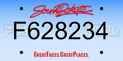 F628234 South Dakota License Plate
