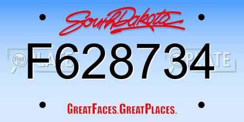 F628734 South Dakota License Plate