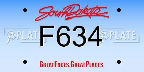 F634 South Dakota License Plate