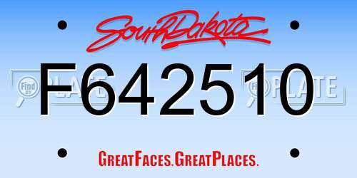 F642510 South Dakota License Plate