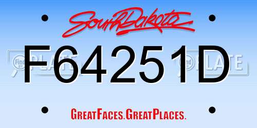 F64251D South Dakota License Plate