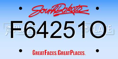 F64251O South Dakota License Plate