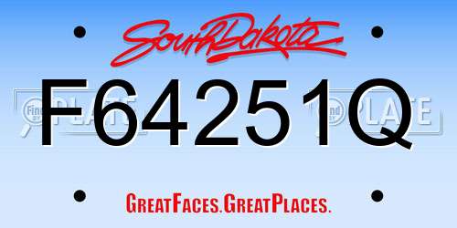 F64251Q South Dakota License Plate