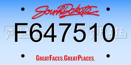 F647510 South Dakota License Plate