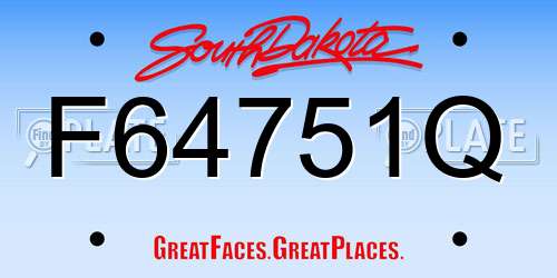 F64751Q South Dakota License Plate