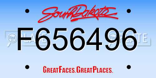 F656496 South Dakota License Plate