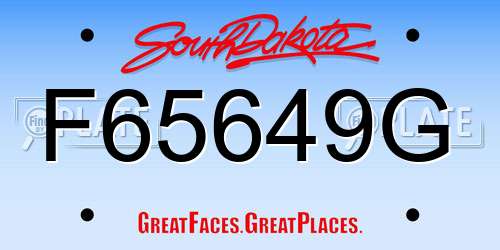 F65649G South Dakota License Plate