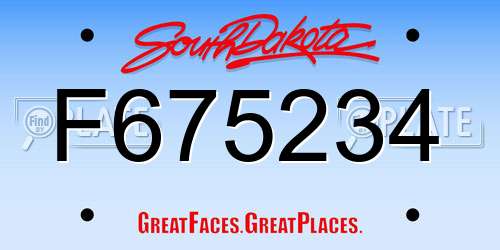 F675234 South Dakota License Plate