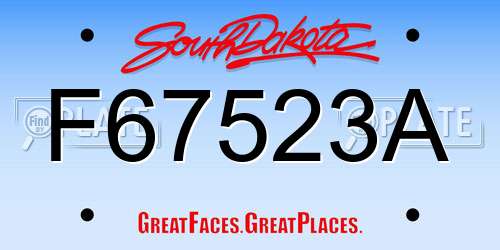 F67523A South Dakota License Plate