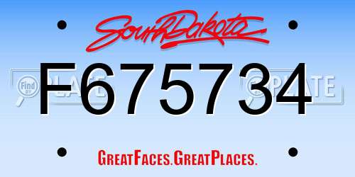 F675734 South Dakota License Plate