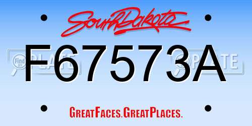F67573A South Dakota License Plate