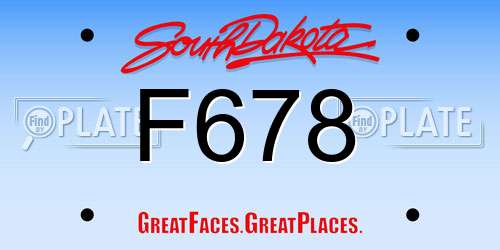 F678 South Dakota License Plate