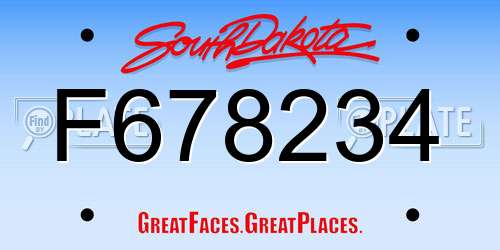 F678234 South Dakota License Plate