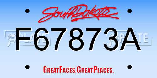 F67873A South Dakota License Plate
