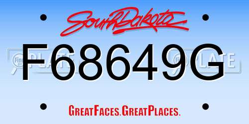 F68649G South Dakota License Plate