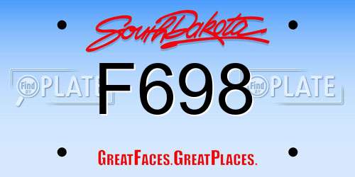 F698 South Dakota License Plate
