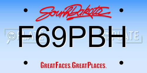 F69PBH South Dakota License Plate