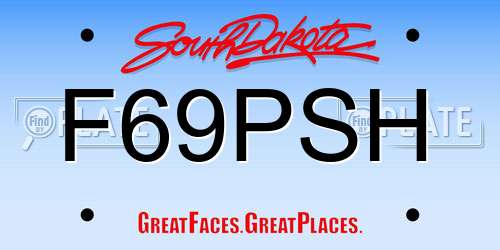 F69PSH South Dakota License Plate