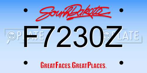 F7230Z South Dakota License Plate