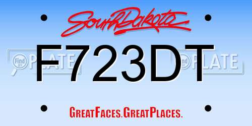 F723DT South Dakota License Plate