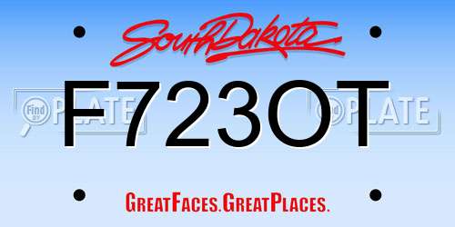 F723OT South Dakota License Plate