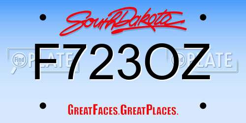 F723OZ South Dakota License Plate