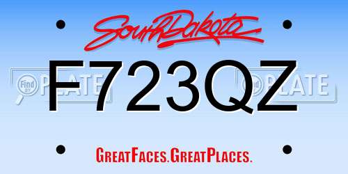 F723QZ South Dakota License Plate