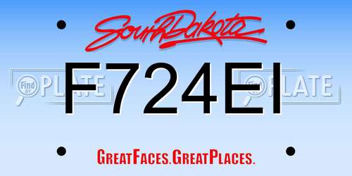 F724EI South Dakota License Plate