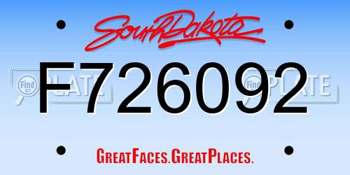 F726092 South Dakota License Plate