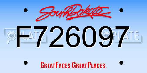 F726097 South Dakota License Plate