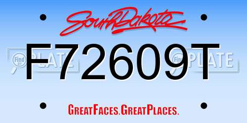 F72609T South Dakota License Plate