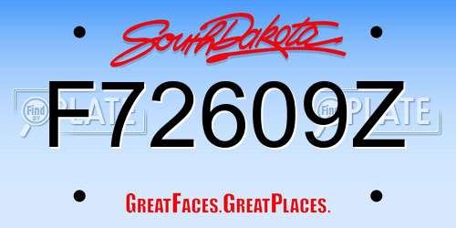 F72609Z South Dakota License Plate