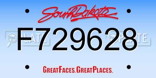 F729628 South Dakota License Plate
