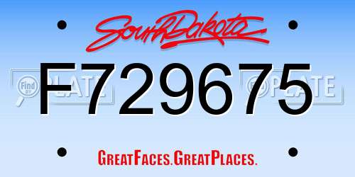 F729675 South Dakota License Plate
